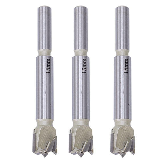 3pcs 15mm Forstner Tip Woodworking Tool Hole Saw Cutter Hinge Boring Bit Round Handle Carbide Tool