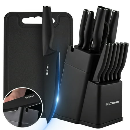 3pcs/15pcs Professional Chef Knife Set | German Stainless Steel Full-Tang Design | Includes Knife Block & Scissors | Rust-Resistant Kitchen Essential with Thickened Blades