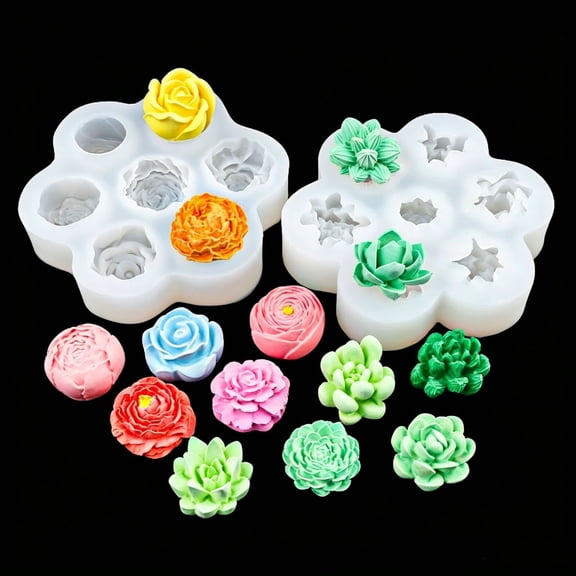 3pcs 16 Cavity Succulent Silicone Mold Set, DIY Epoxy Resin & Wax Casting Molds for Mini Flower Crafts, Home Decor Making Tools for Art Lovers & Handmade Enthusiasts