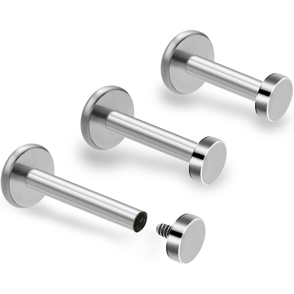 3pcs 16G 6mm 8mm 10mm Internally Threaded 3mm Heart/Star/Moon/Round Labret Monroe Lip Tragus Cartilage Earring Ring Stud Piercing Jewelry