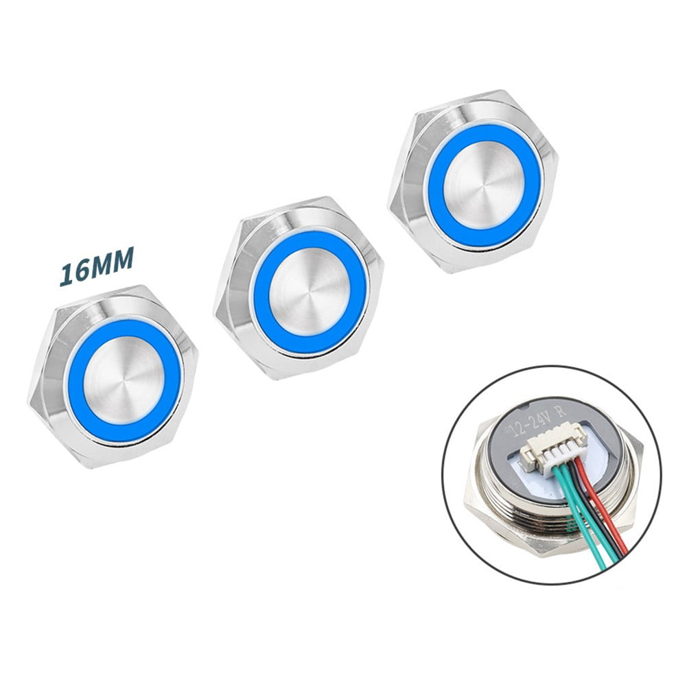 APIELE Lockable Pressure Switch, 22mm, 12V DC, 10A, Aluminum With LED - View #10