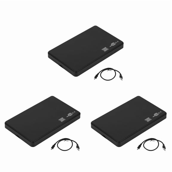3pcs 2.5 Inch USB HDD Case to USB 2.0 Hard Drive Disk External Enclosure HDD Hard Drive Box with USB Cable,3 x Hard Drive HD Enclosure 3 x USB cable,black