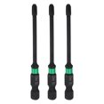 thumbnail image 1 of 3pcs #2 Impact Phillips Screwdriver Bit PH2 1/4" Hex Shank 3" (75mm) Long 0.12" Rod Magnetic Cross Head Drill Bits S2 Steel Industrial Screw Driver for Impact Power Drivers, 1 of 7