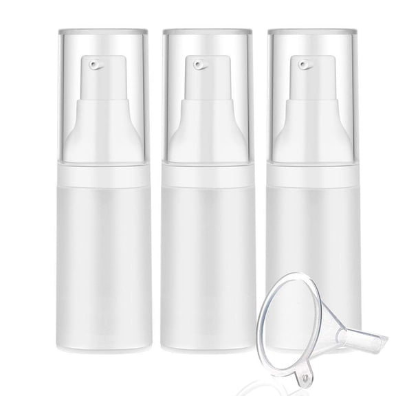 3pcs 20ml Sterile Airless Pump Bottle with Funnel Easy Carry Fill Matte Lotion Bottles Travel