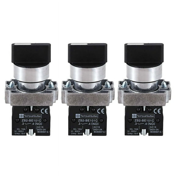 3pcs 22mm Latching 2 NO 3-Position Rotary Selector Select Switch ZB2-BE101C Black