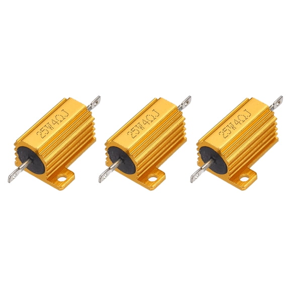 3pcs 25W 4 Ohm 5% Aluminum Housing Case Resistor, Wirewound Resistors Screw Tap Chassis Mounted, Gold