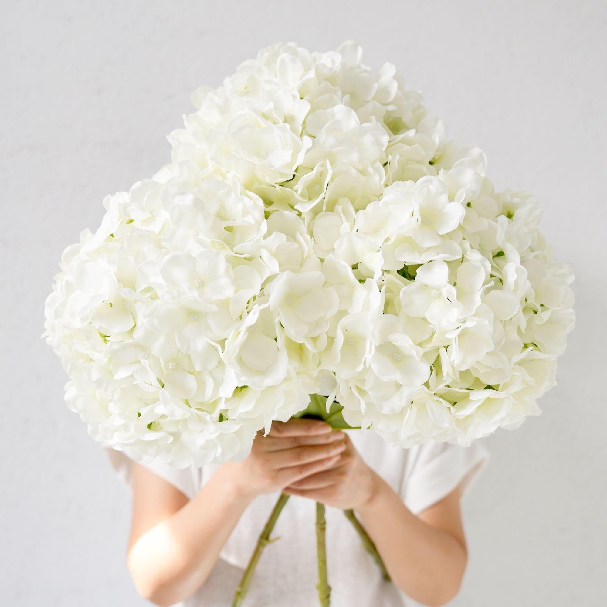 3pcs 26 inch Extra Large Realistic White Hydrangea Artificial Flowers Faux Hydrangea Flowers Fake Hydrangeas Silk Flowers with Stems for Outdoor Wedding Party Office Home Decoration