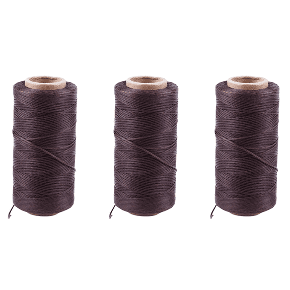 3pcs 260M 150D 1MM Leather Sewing Waxed Wax Thread Hand Needle Cord Craft DIY :Dark Brown