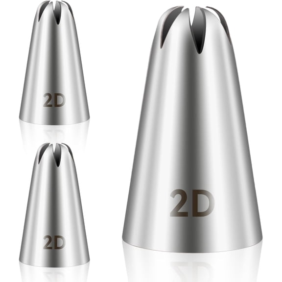 3pcs 2D Cake Piping Tips, Cake Decorating Supplies Piping Tips, Piping Nozzles Decorating Tips, Baking Tools for Buttercream, Icing, Birthday Cake, Cupcake, DIY Art
