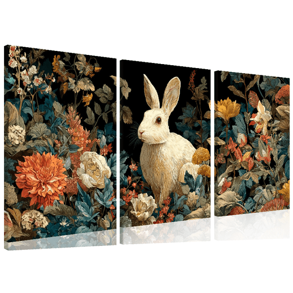 3pcs 2D Flat, Magic Forest Animal Canvas Art Print, Modern Elegant Animal Print Posters Featuring Rabbit, Fantasy Theme Spring Summer Art, Suitable for Home Office, Living Room, Bedroom Decor