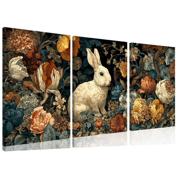 3pcs 2D Flat, Magic Forest Animal Canvas Art Print, Modern Elegant Animal Print Posters Featuring Rabbit, Fantasy Theme Spring Summer Art, Suitable for Home Office, Living Room, Bedroom Decor