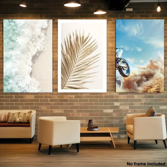 3pcs, 2D Frameless Canvas Art, Set of 3 Living Room Decorative Paintings, 3pcs Canvas Wall Art with Inner Frames, Sand Wave Palm Abstract Green Marble Coral Print Modern Canvas Painting for Living R