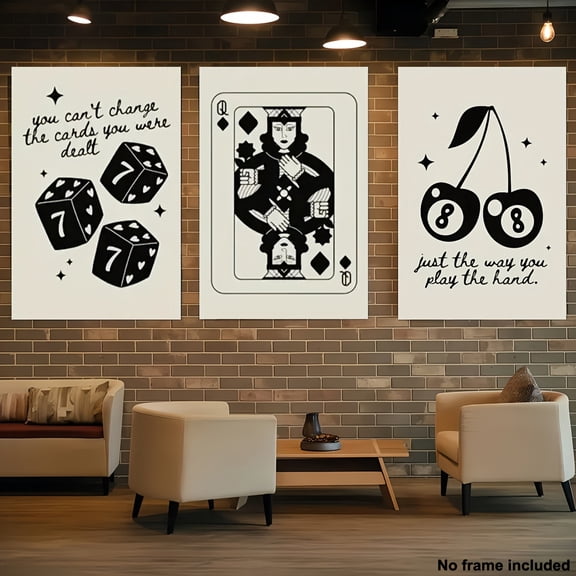 3pcs, 2D Frameless Canvas Art Set of Three Triptych Decorative Paintings - Frameless Poster Wall Art Prints for Home and Office Décor, Black & White Neutral Aesthetic Print, Retro Academic Style Abs