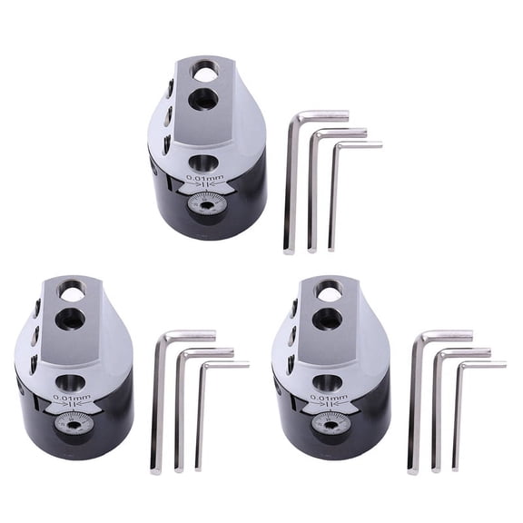 3pcs 2Inch 50mm F1 Type Boring Head 12mm Lathe Boring Bar Milling Holder for Mt2 Mt3 R8 Shank Milling Machine Tools,3 x Boring Head(Not include Boring bar) 9 x Hex wrench,Silver