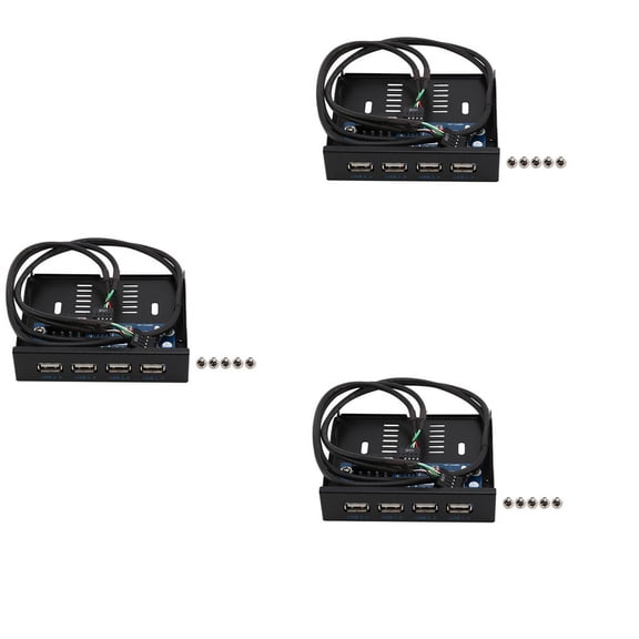 3pcs 3.5 Inch Floppy Bay 4 Ports USB 2.0 Hub USB2.0 Front Panel Expansion Adapter Connector Bracket with 9Pin Cable