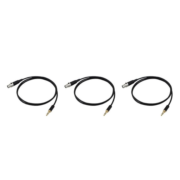 3pcs 3.5mm Jack to 3Pin Mini XLR Female for BM800 PC Headphone Mixer Microphone Stereo Camera Amplifier 0.,3 x Audio cable,black