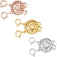 thumbnail image 1 of 3pcs 3 Colors Flower Box Clasps 2-Strand Brass Box Clasps Gold/Rose Gold/Platinum Filigree Layering Clasps Round Flower Necklace Separator Connector for Jewelry Making colorful DIY, 1 of 7