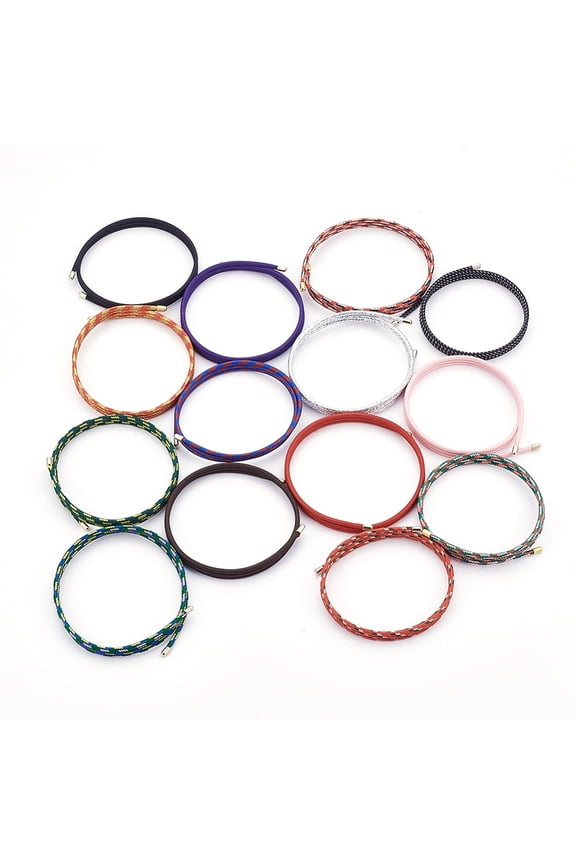 3pcs 3-Loop Cord Wrap Bracelets Mixed color 20.15 inch(51.2cm) 2mm