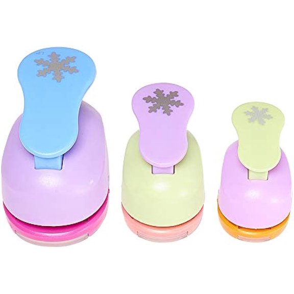 3pcs 3 Sizes Snowflake Shape Plastic Paper Punch Hole Puncher for Scrapbook Engraving Greeting Card Making DIY