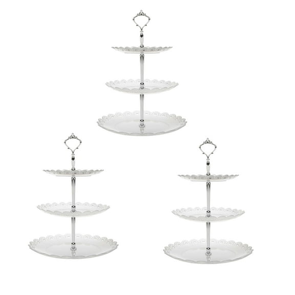 2025 3pcs 3 Tier Cup Cake Dessert Tower,Wedding Event Party Display Tower,Home Compote Three-Layer Fruit Platter,Plastic Tiered Serving Tray & Metal Rod For Birthday Party,Baby Shower And More