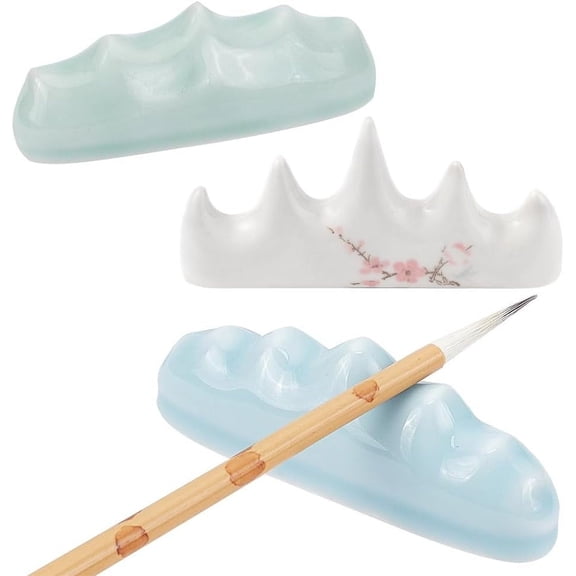 3pcs 3 colors Mountain Shaped Porcelain Brush Holder for Calligraphy Lovers Mixed color 2.6x10.45x3.6cm