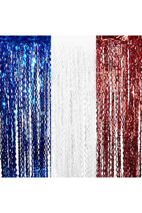 3pcs 3 colors Plastic Foil Fringe Curtains Wavy Tinsel Wall Backdrops for Birthday Wedding Party Christmas Baby Shower Decorations Mixed color 1000x2000x0.1mm 1pc/color