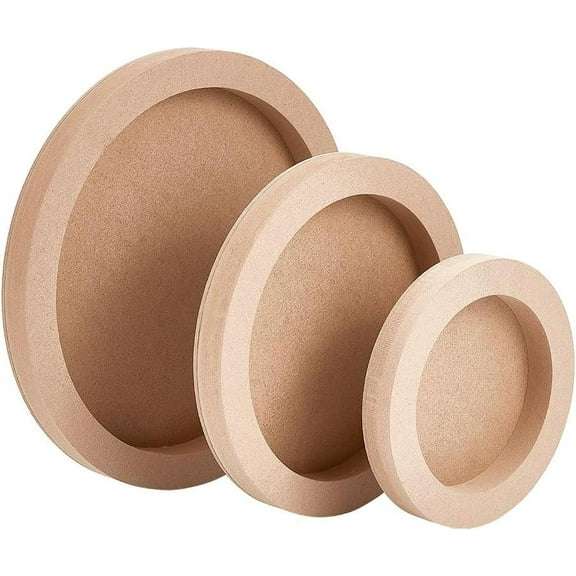 3pcs 3 style Flat Round Wooden Picture Frames for DIY Light Clay Crafts & Painting Projects BurlyWood 15~25x2.05cm Inner Diameter: 11~21cm 1pc/style