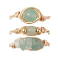 thumbnail image 1 of 3pcs 3 styles Natural Rose Quartz & Amethyst & Green Aventurine Finger Rings Copper Wire Wrapped Jewelry for Women US Size 8 1/2(18.5mm) 1pc/style, 1 of 8