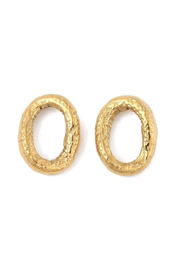 3pcs 304 Stainless Steel Linking Rings PVD Vacuum Plating Textured Oval Shape golden 16.5x12.5x3.5mm Inner Diameter: 11x6.5mm