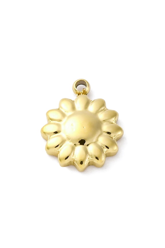 3pcs 304 Stainless Steel PVD Vacuum Plating Flower Charm golden 10.5x8.5x2.5mm Hole: 1mm