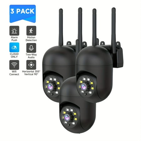 3pcs 355° Pan Wireless Camera, 3MP HD, Dual-Band 2.4/5G WiFi, AI Motion Detection, Two-Way Audio, Full Color Night Vision, Cloud & SD Storage