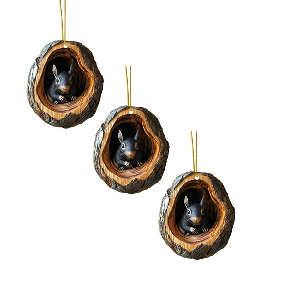 3pcs 3D Acrylic Forest Animal Christmas Ornaments – Personalized Woodland Tree Decorations, DIY Animal Hanging Ornaments, Rustic Holiday Gifts