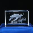 thumbnail image 1 of 3pcs 3D Laser Engraving Animal Glass Figurine for Home Office Desktop Ornaments Cuboid Tortoise 39.5x39.5x59.5mm, 1 of 6