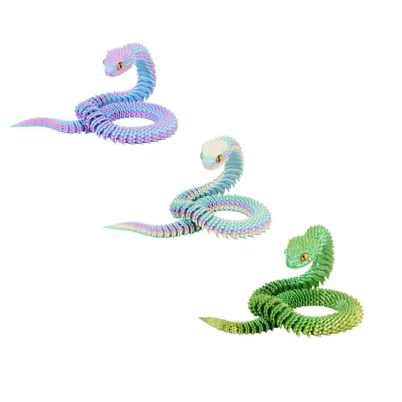 3pcs 3D Printed Animals Snake Toys 3D Printed Articulated Snake 3D Animal Model Ornaments Home Office Desk Decor Toys Creative Festival Birthday Gifts For Frends