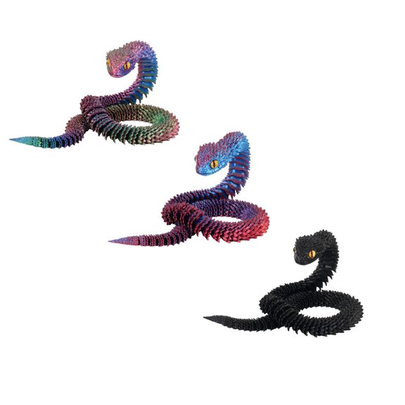 3pcs 3D Printed Animals Snake Toys 3D Printed Articulated Snake 3D Animal Model Ornaments Home Office Desk Decor Toys Creative Festival Birthday Gifts For Frends