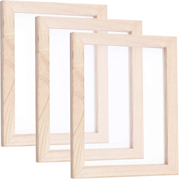 3pcs 3pcs 24.9x19x1.2cm Rectangle Burly Wood Paper Making Mould Frame Screen Tools Deckle Screen Printing Frame for DIY Paper Craft
