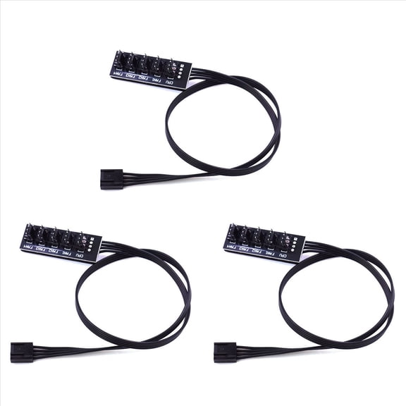 3pcs 40cm 1 to 5 4-Pin Molex TX4 PWM Fan CPU HUB Splitter PC Case Chasis Cooler Extension Cable Adapter Controller,3 x 1 to 5 4-Pin Molex TX4 PWM Fan CPU HUB,Black