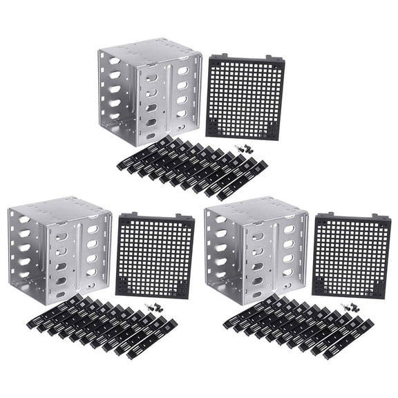 3pcs 5.25 Inch to 5 x 3.5 Inch SATA HDD Cage Rack Hard Drive Disk Enclosure Disk Tray Adapter