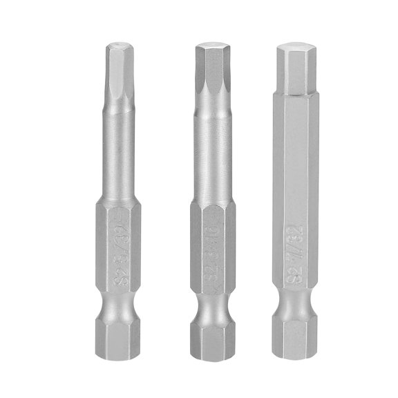 3pcs 5/32+3/16+7/32" SAE Hex Head Wrench Drill Bit 50mm Length Magnetic Bit Gray
