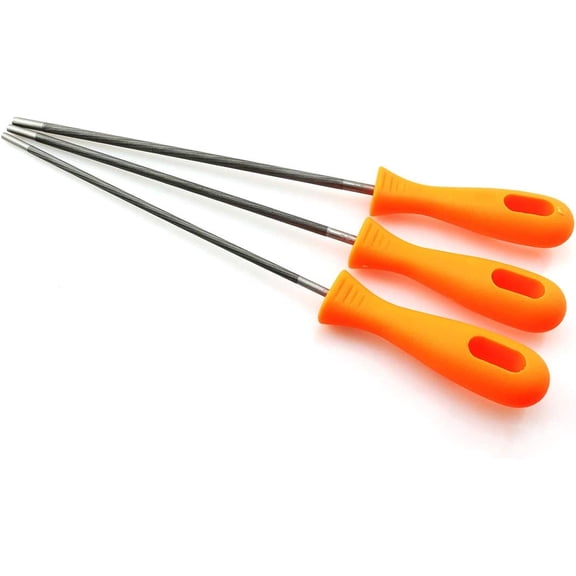 3pcs 5/32 Inches Chainsaw Chain Sharpening File Set Chainsaw Files Sharpener with Plastic Handle Woodworking Hand Tools