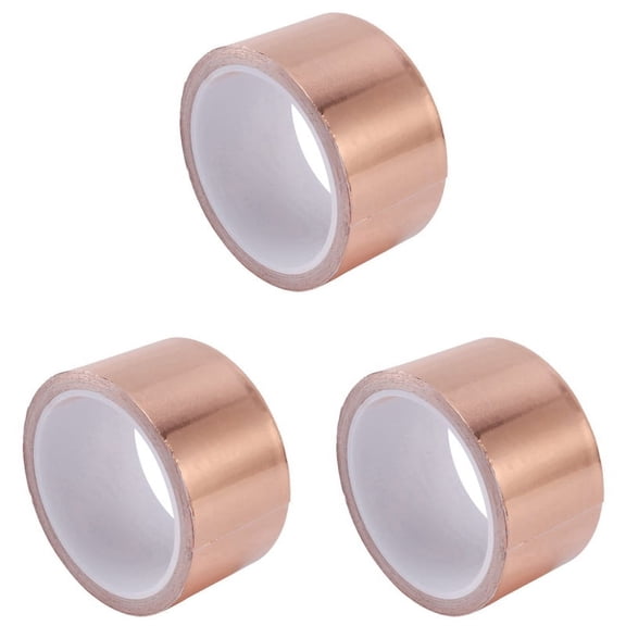 3pcs 50mmx10M Copper Adhesive Copper Foil Copper Tape Self-Adhesive Tape Roll
