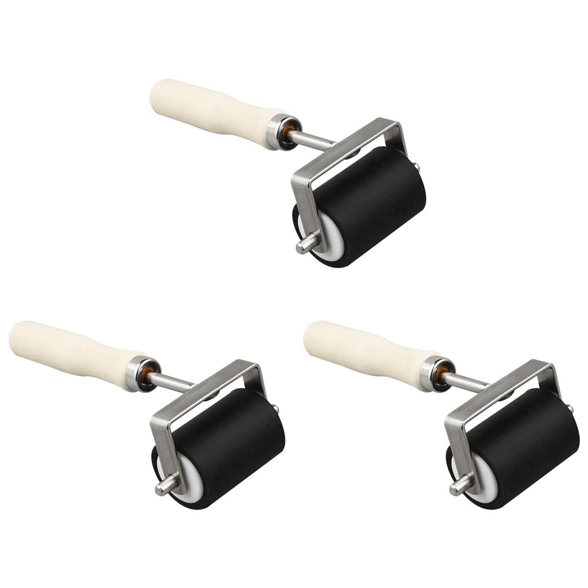 3pcs 5cm Heavy Duty Hard Rubber Roller Printing Inks Brayer Art Craft ...
