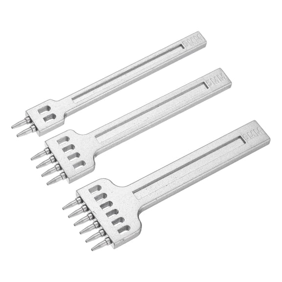 3pcs 5mm 2/4/6 Prong Leather Die-Steel Chisel for Hand Sewing, White
