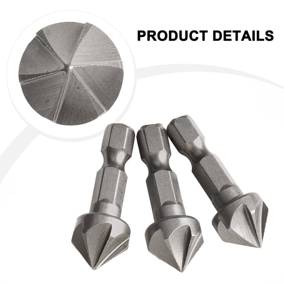 3pcs 6 Flute Chamfer Bits 90 Degree Countersink Drill Bit 6.35mm Hex Shank Burr Removal Angle For Workpiece Removal Burr