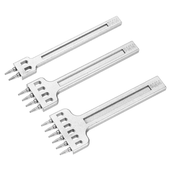 3pcs 6mm 2/4/6 Prong Leather Die-Steel Chisel for Hand Sewing, White