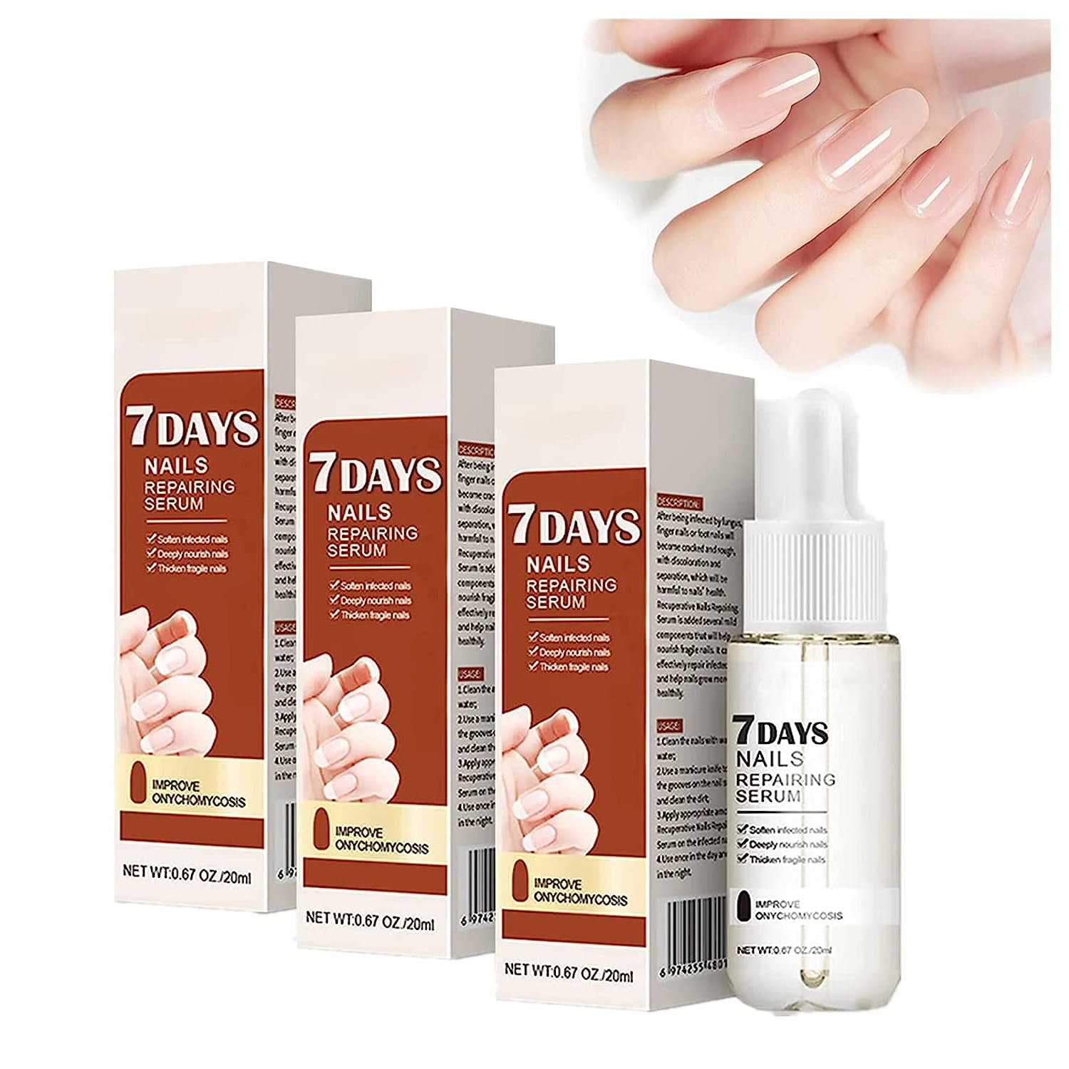 3pcs 7 Days Nail Growth And Strengthening Serum, Nail Growth And