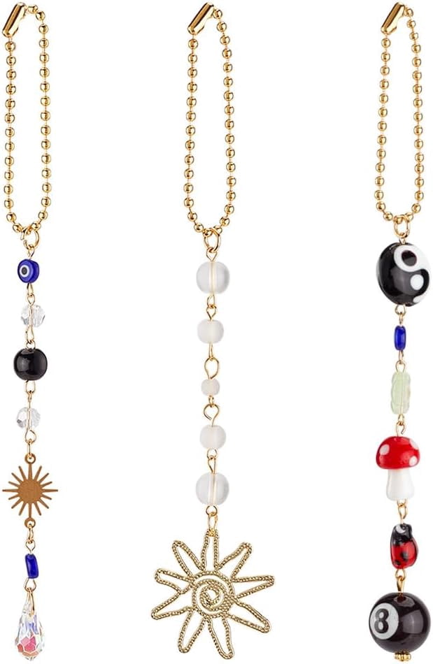 Evil Eye Car Charm Hanging – Lucky Decor With Ladybug, Yin Yang, Mushroom & More