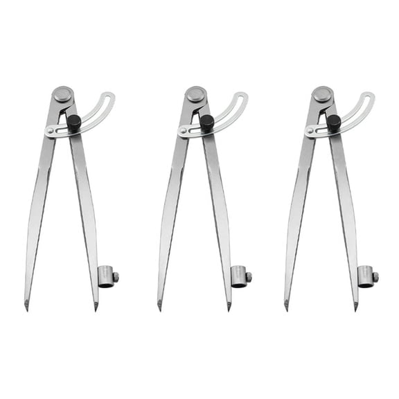 3pcs 8 Inch Compass 200mm Precision Wing Divider Scribe Tool with Pencil Holder for Geometry, Wood, Metal and Leather,3 x Compas,Silver