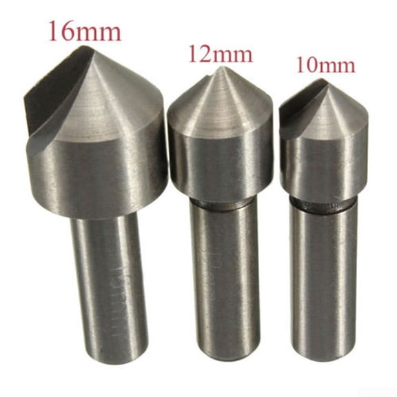 3pcs 90° HSS Countersink Drill Bit Set Kit for Wood Steel Hard Metal 10+12+16mm