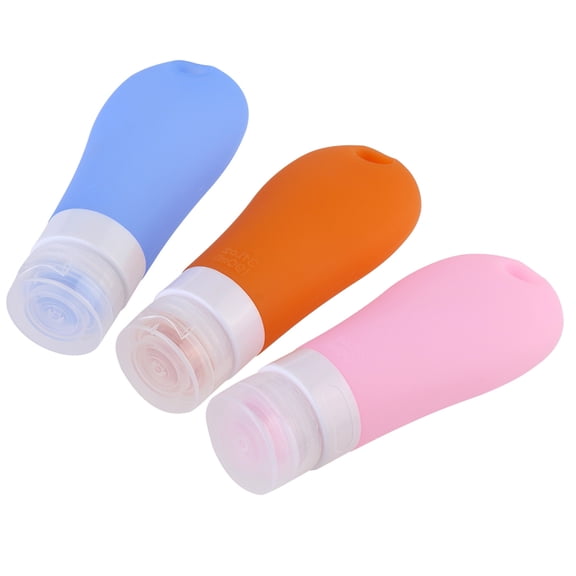 PartyKindom 3Pcs Travel Size Silicone Bottles with Pump Non Drip Refillable Containers